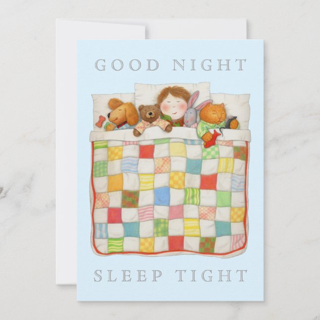 COZY QUILT 5x7 Blank Flat Card - Blue (Front)