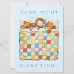 COZY QUILT 6.5x8.75 Blank Flat Card - Blue