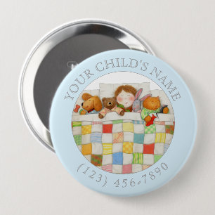 COZY QUILT Child ID Button - Blue