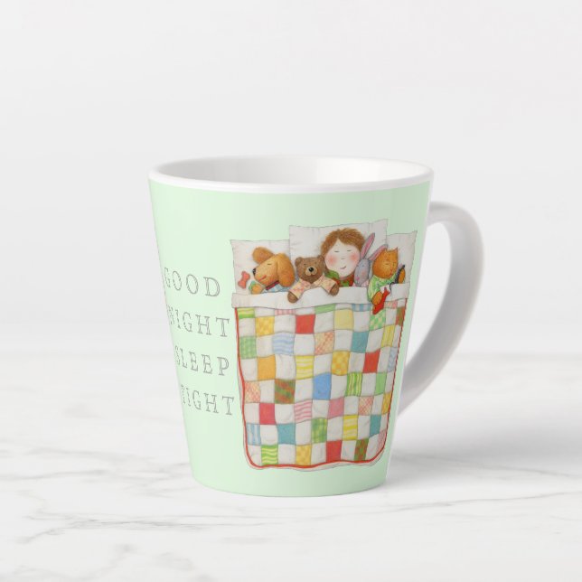 COZY QUILT Cocoa Mug + Green (Right Angle)