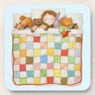 COZY QUILT Hard Plastic Coasters - Blue