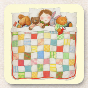 COZY QUILT Hard Plastic Coasters - Yellow