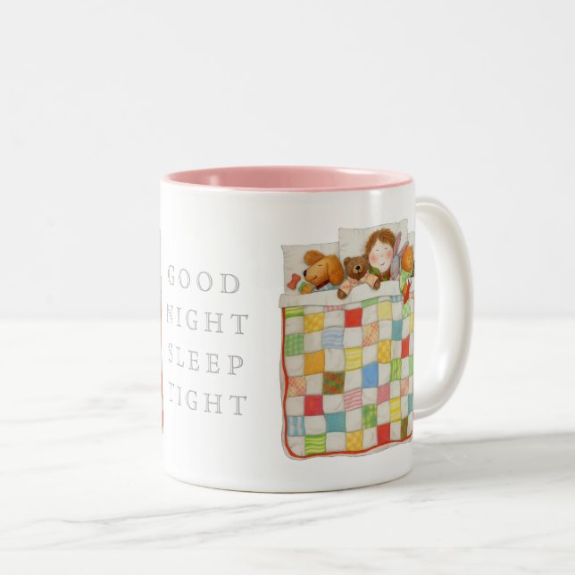 COZY QUILT Pink Two-Tone Mug (Front Right)