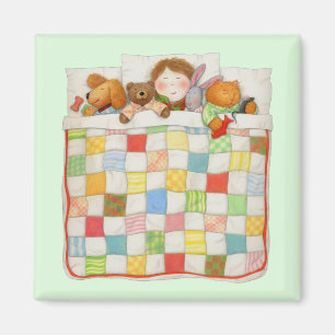 COZY QUILT Square Magnet - Green