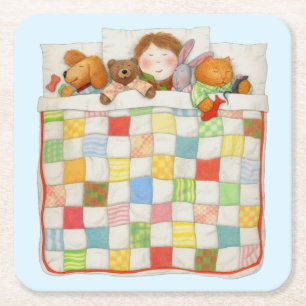 COZY QUILT Square Paper Coasters - Blue