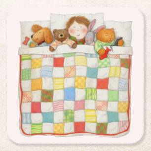 COZY QUILT Square Paper Coasters - Pink