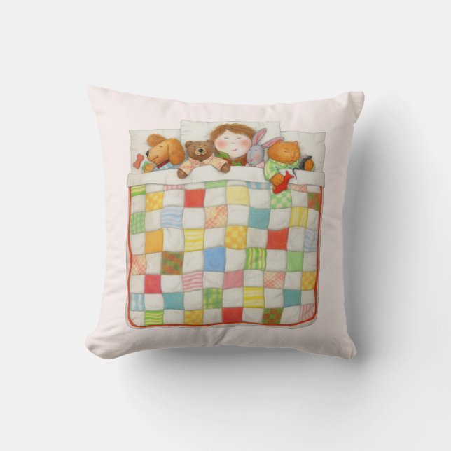 COZY QUILT Square Throw Pillow - Pink (Front)