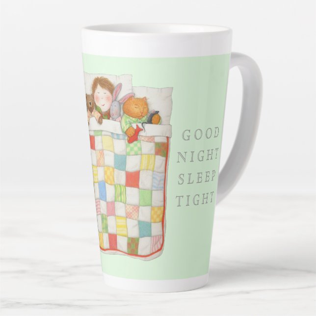 COZY QUILT Tall Cocoa Mug - Green (Right Angle)