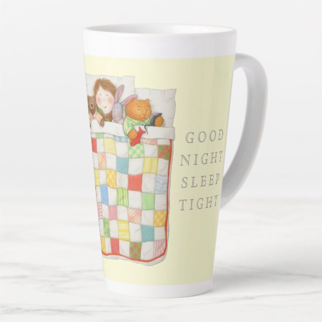 COZY QUILT Tall Cocoa Mug - Yellow (Right Angle)