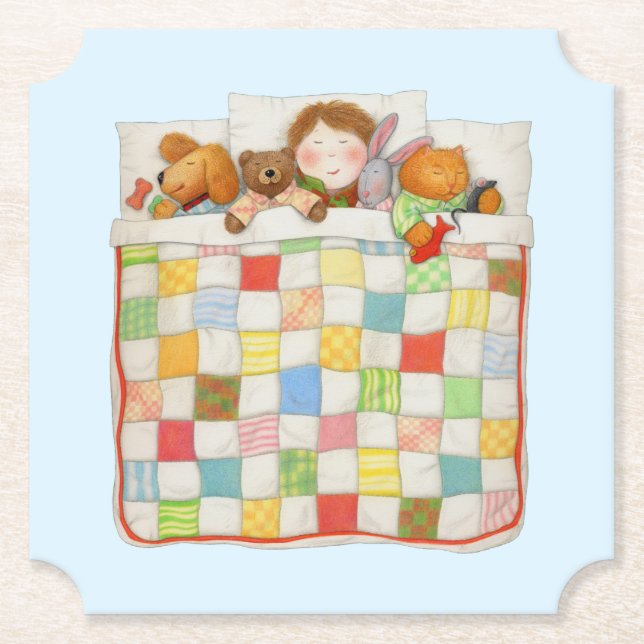 COZY QUILT Ticket Paper Coasters - Blue (Front)