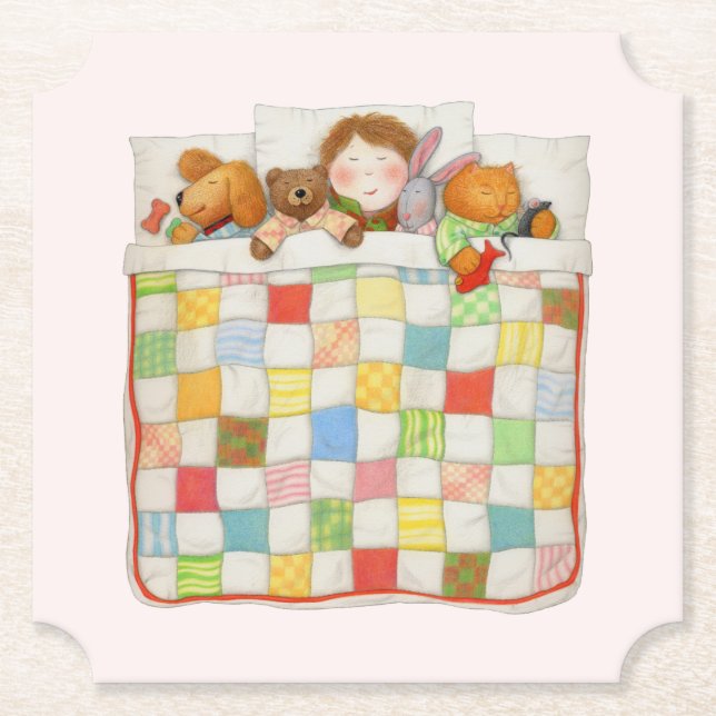 COZY QUILT Ticket Paper Coasters - Pink (Front)