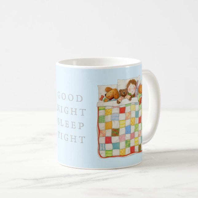 COZY QUILT White Mug + Blue (Front Right)