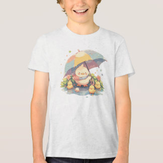 Cozy Rainy Day – Cute Chicks Under Umbrella Illust Tri-Blend Shirt