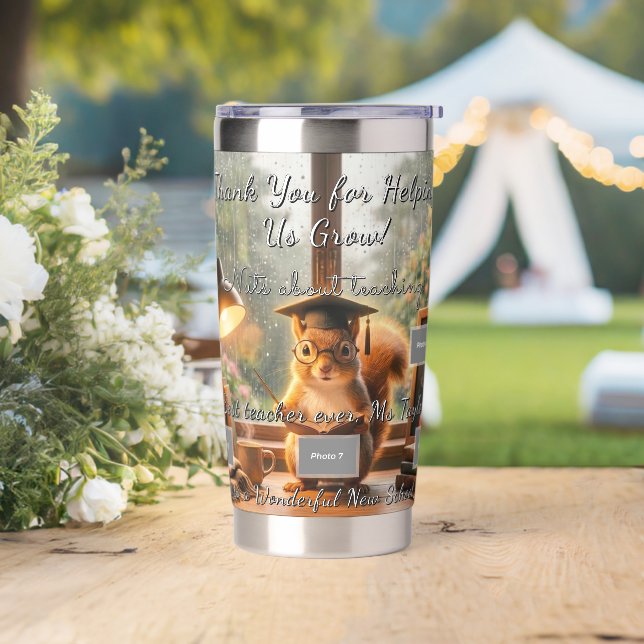 Cozy Rainy Day Squirrel Teacher Appreciation Insulated Tumbler (Wedding)