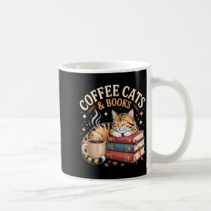 Cozy Reading Cat Coffee And Books Lover Artwork  Coffee Mug