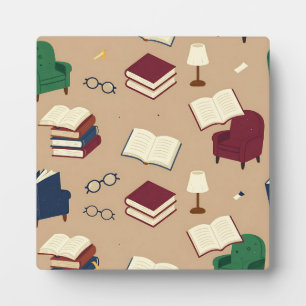 Cozy Reading Nook Books Pattern Plaque