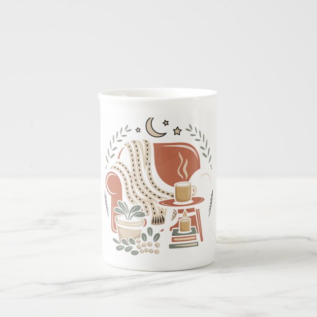 Cozy Reading Nook Coffee Lover  Bone China Mug (Front)