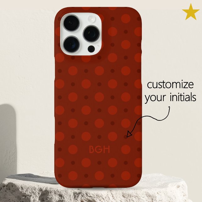Cozy Red Orange Dots Pattern Custom Name Initials Case-Mate iPhone Case (Creator Uploaded)