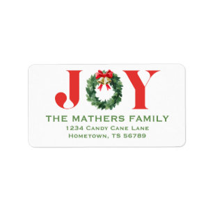 Cozy Red Wreath Christmas Return Address Label