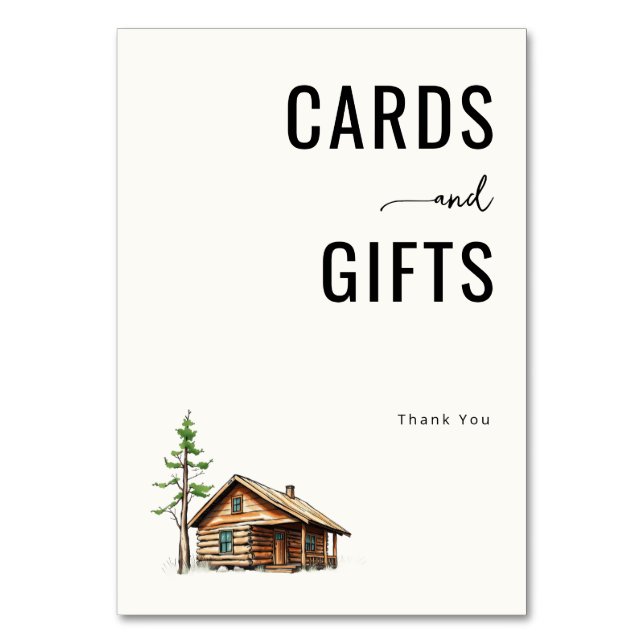 Cozy Rustic Cabin Gratitude Illustration Table Number (Front)