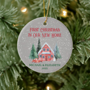 Cozy Rustic Cottage First Christmas New Home Ceramic Tree Decoration