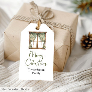 Cozy Rustic Sage Green Ivory Minimalist Christmas Gift Tags