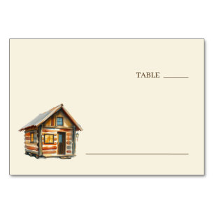 Cozy Rustic Watercolor Cabin Table Number