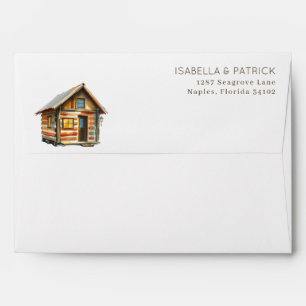 Cozy Rustic Wooden Cabin Illustration Envelope