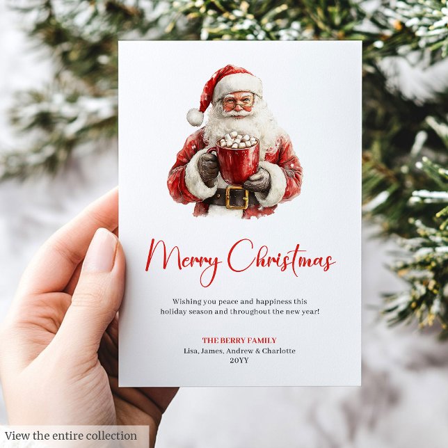 Cozy Santa Claus Minimalist Script Font Holiday   Card (Cozy Santa Claus Minimalist Script Font Holiday Card)