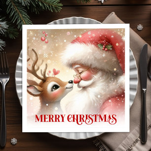 Cozy Santa Claus Rudolph Holiday Napkins Dinner 