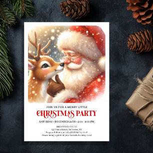 Cozy Santa Rudolph Holiday Family Cheer Winter Invitation