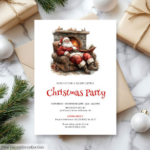 Cozy Santa Watercolor Christmas Dinner Invitation