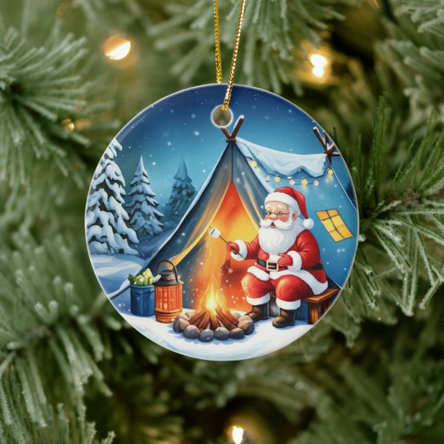 Cozy Santa Winter Camping Adventure Ceramic Tree Decoration (Tree)