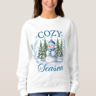 Cozy Season Cute Snowman Winter Christmas Trees Sweatshirt