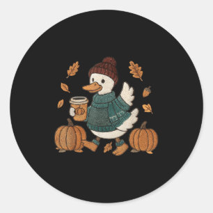 Cozy Season Duck Cute Fall Duck Pumpkin Sce Autumn Classic Round Sticker