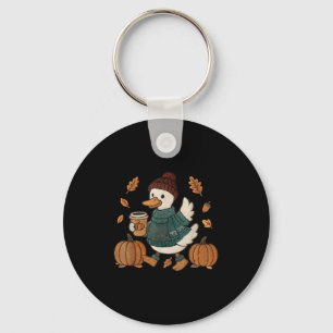 Cozy Season Duck Cute Fall Duck Pumpkin Sce Autumn Key Ring