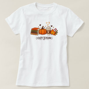 Cozy Season Fall Books Pumpkin Coffee Shirt