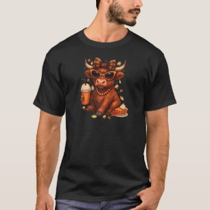 Cozy Season Fall Highland cow Bow Girls Autumn Tha T-Shirt