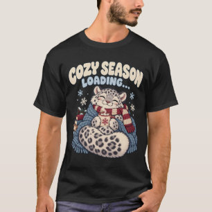 Cozy Season Loading Cute Snow Leopard Hot Cocoa T-Shirt