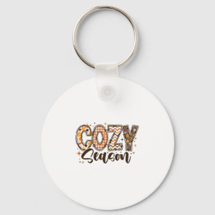 Cozy Season Pumpkin Autumn Fall Y'all Leaves Thank Key Ring