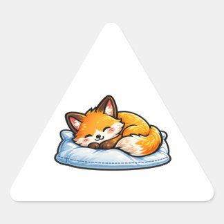 Cozy Sleeping Fox on Pillow Cute Kawaii Fox Triang Triangle Sticker