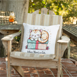 Cozy Sleeping Kitten - Winter Home Decor Cushion