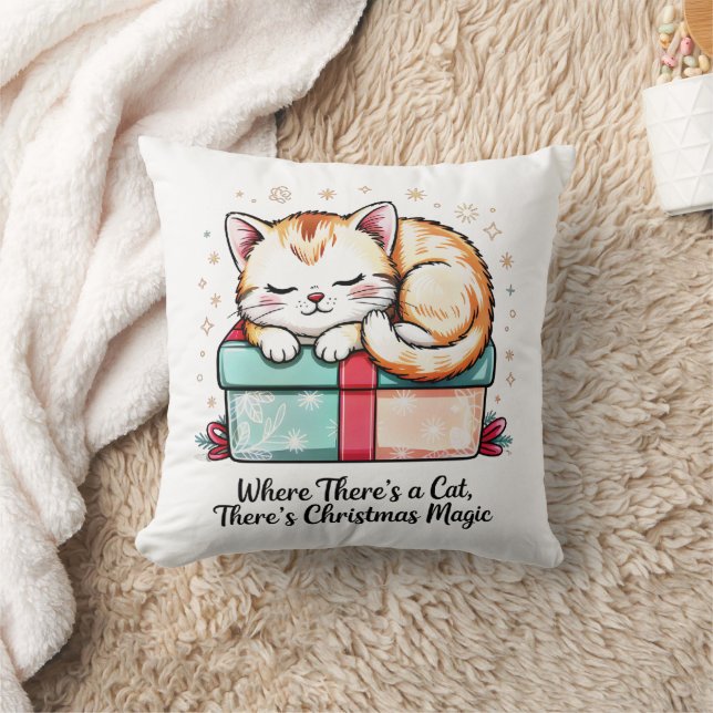 Cozy Sleeping Kitten - Winter Home Decor Cushion (Blanket)