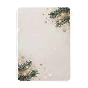 Cozy Snowflake & Pine Holiday Design Magnet