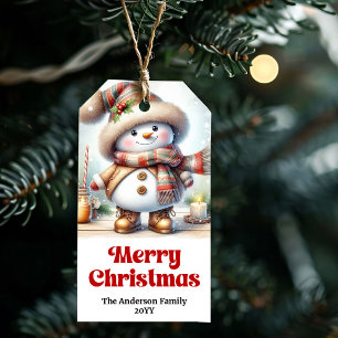Cozy Snowman Christmas Kids Personalized Gift Tags