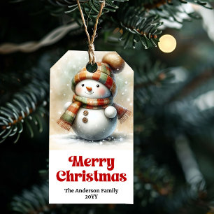 Cozy Snowman Kids Gift Tag Personalized Christmas 