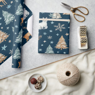 Cozy Snowy Night Holiday Vibes Wrapping Paper