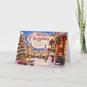 Cozy Snowy Village Christmas Card