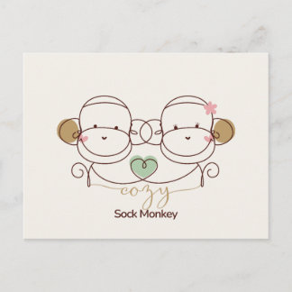 Cozy Sock Monkey Postcard