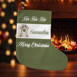 Cozy soft pastel Nordic personalized christmas  Large Christmas Stocking